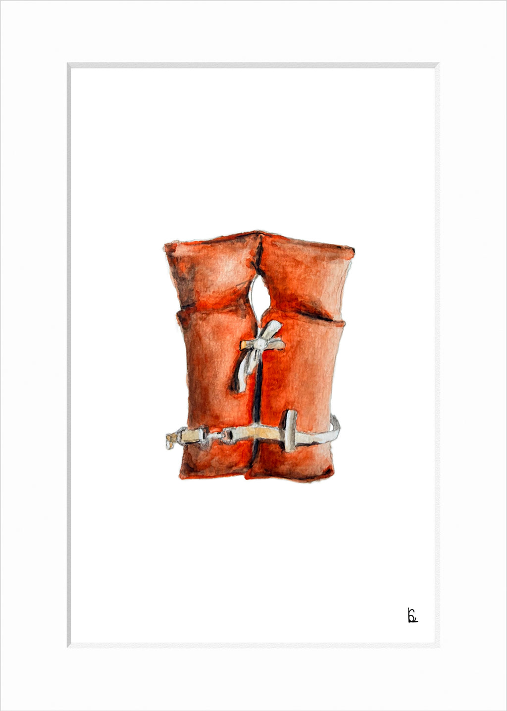 Red Lifejacket Watercolor Print