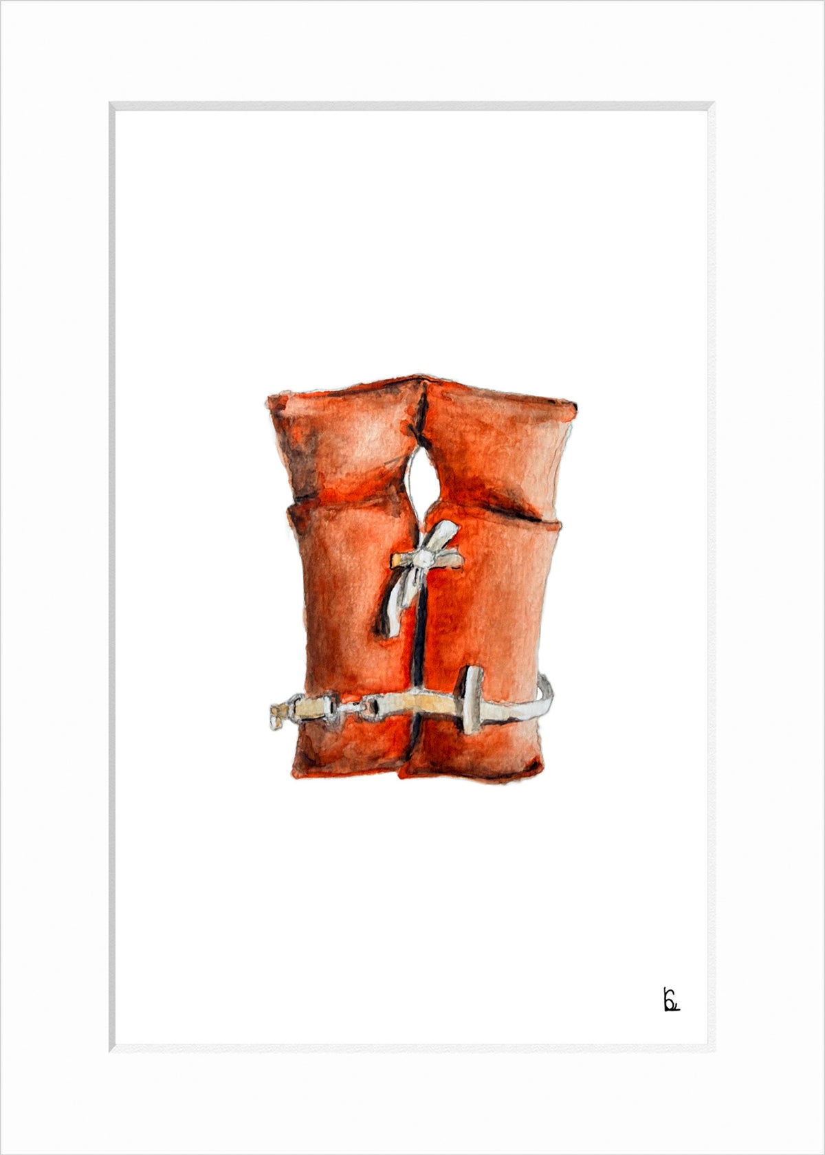 Red Lifejacket Watercolor Print