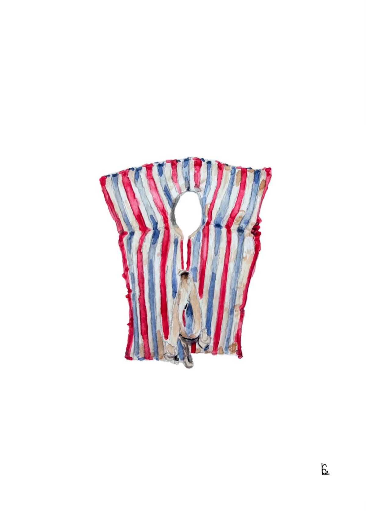 Stripe Lifejacket Watercolor Print