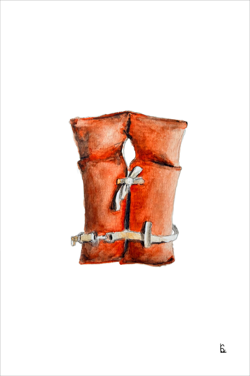 Red Lifejacket Watercolor Print