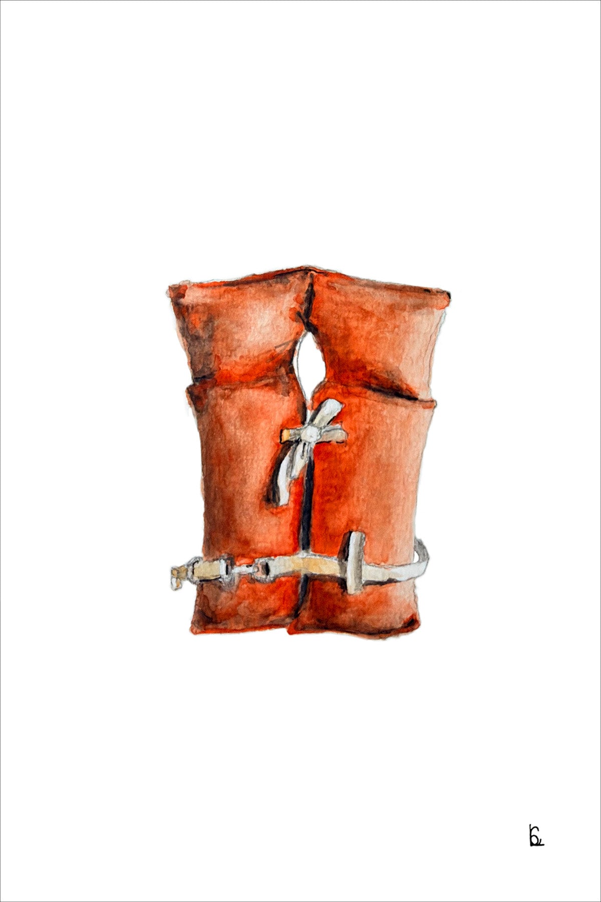 Red Lifejacket Watercolor Print