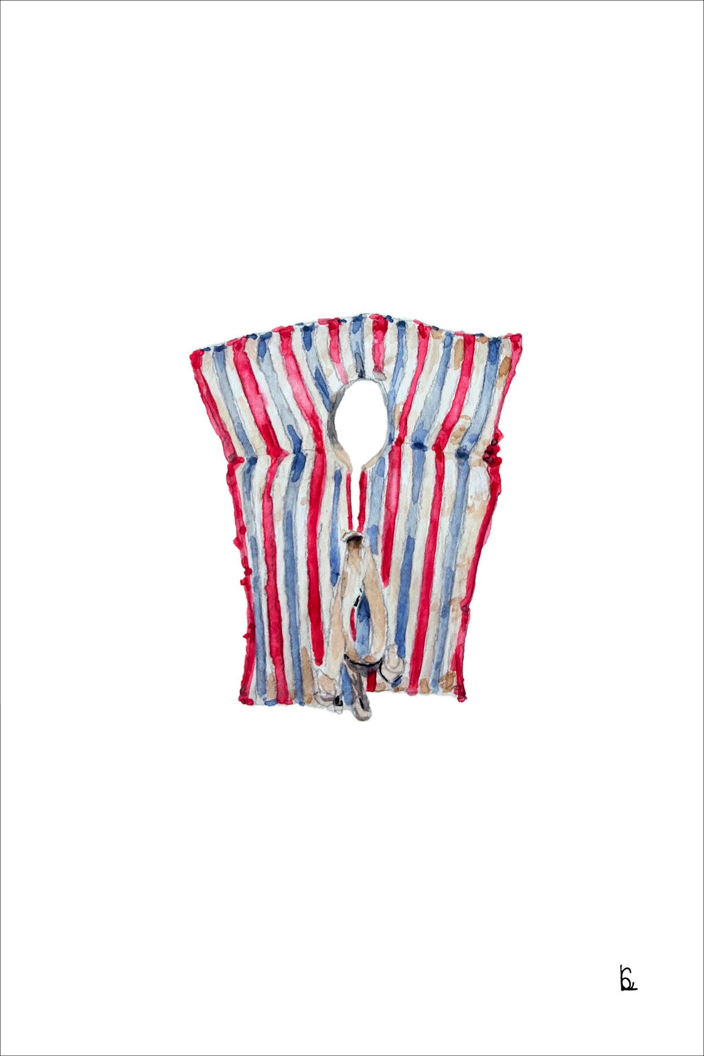 Stripe Lifejacket Watercolor Print