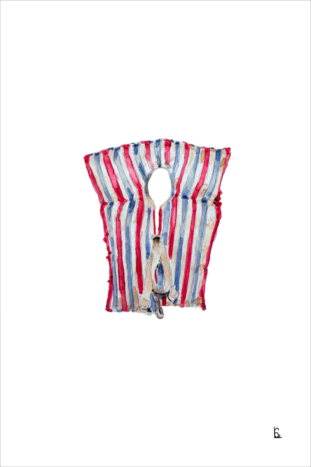 Stripe Lifejacket Watercolor Print