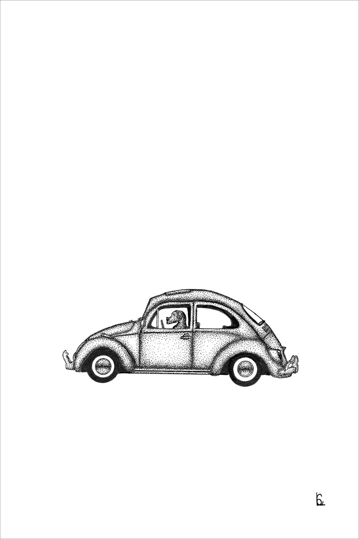 Dog in a Buggy Print
