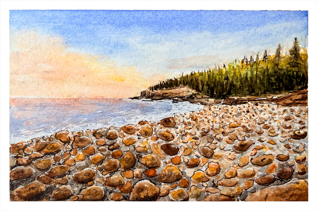 Rocky Coast Watercolor Print