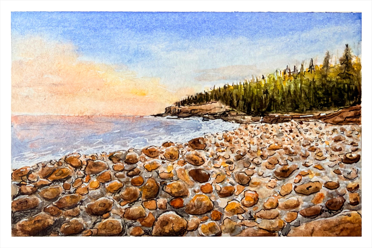 Rocky Coast Watercolor Print