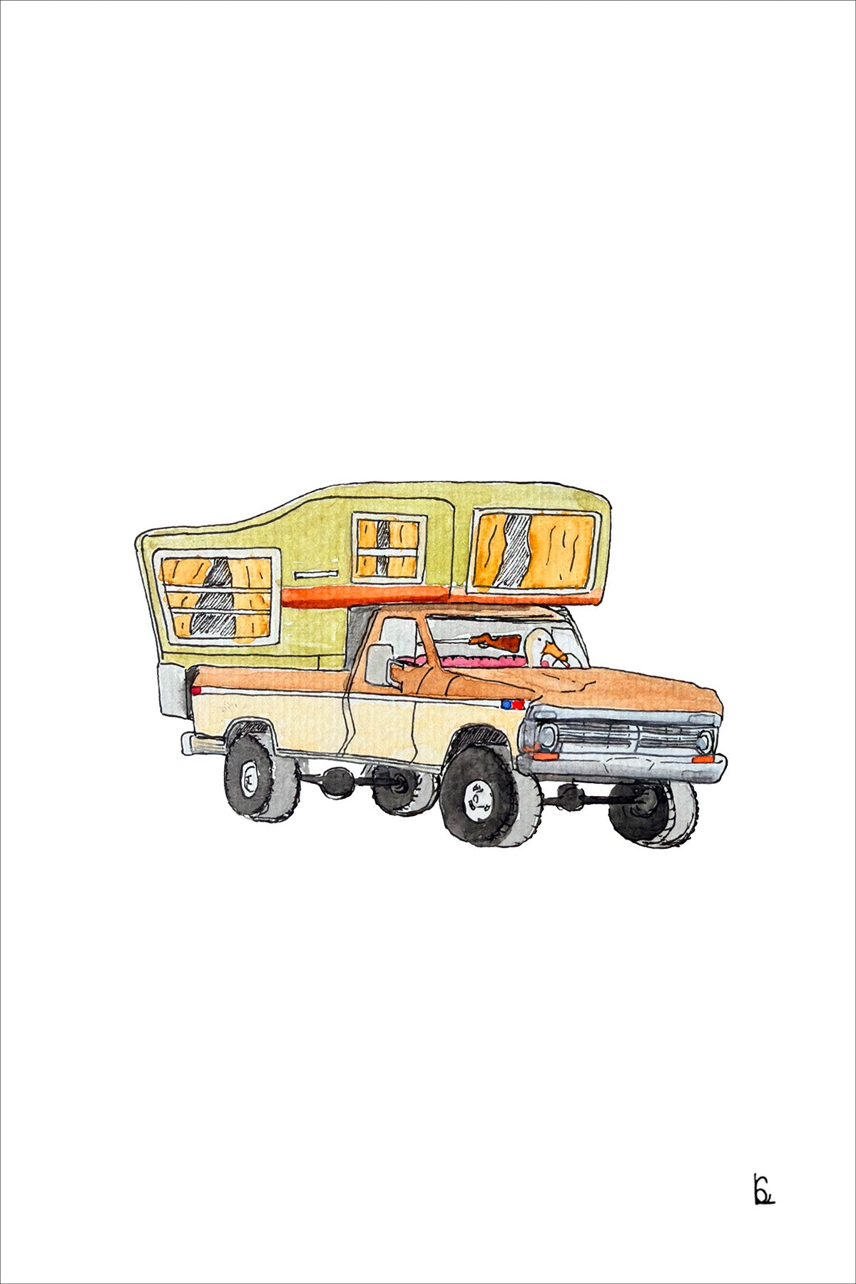 Duck Truck Watercolor Print